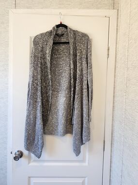 Simply Vera Vera Wang Open-Front Draped Cardigan - Gray Ombre M BNWT